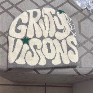 Gray and White Knit Beanie